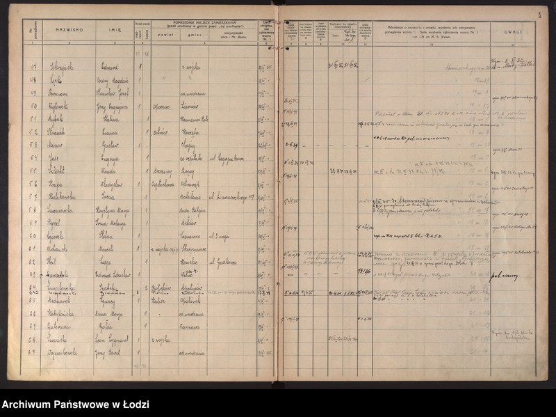 Obraz 7 z jednostki "Księga kontroli ruchu ludności (rejestr osób przybywających do gminy) Łódź, zameldowania pozaankietowe, komisariat XI, nr 1-1263"