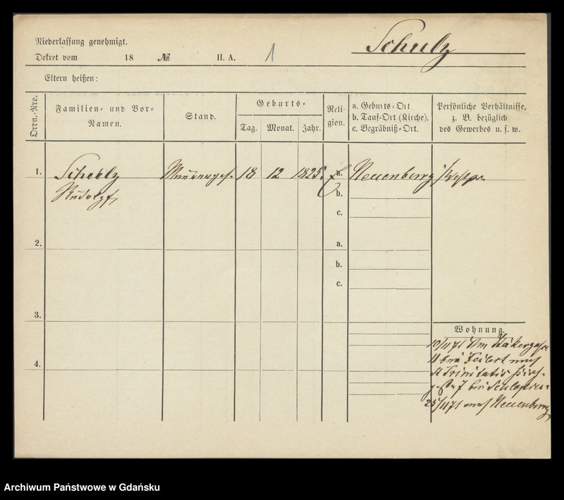 image.from.unit.number "Karty meldunkowe: Schulz Rudolf -Schuntermann"