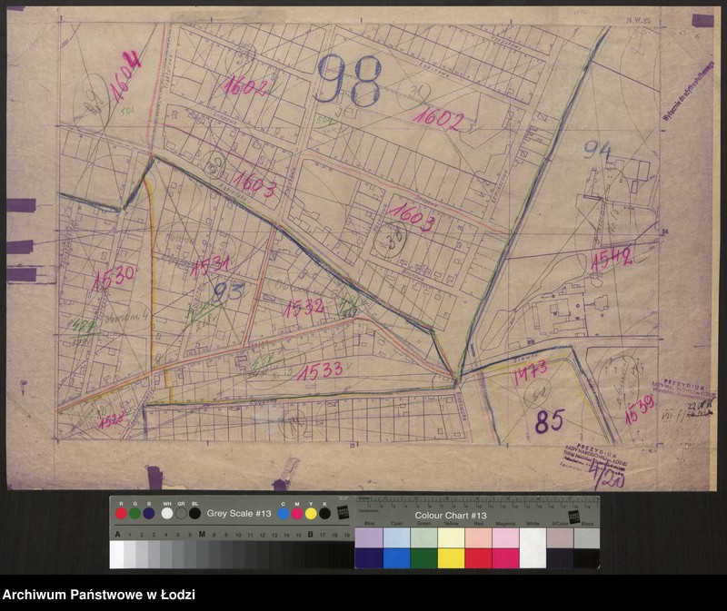 Obraz 1 z jednostki "Plan m. Łodzi 1:2000 z oznaczeniem podziału miasta na obwody i rejony spisowe. Sekcja NW25"
