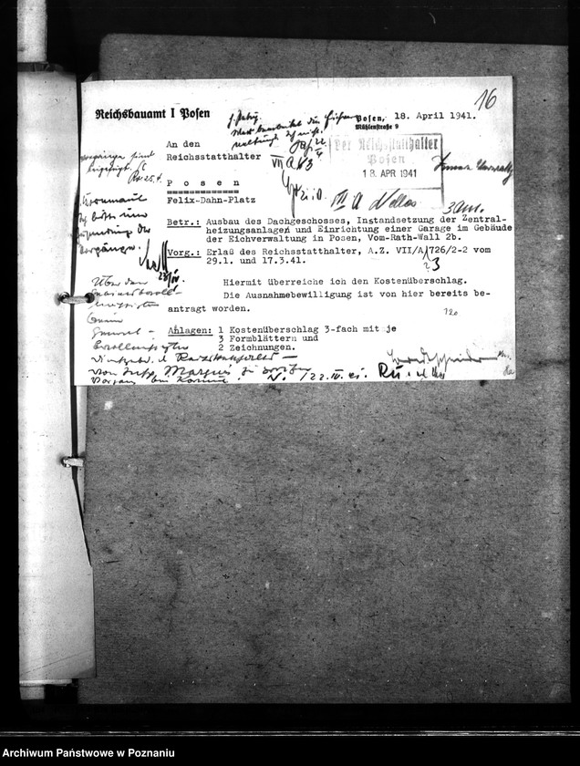 Obraz 20 z jednostki "Bauliche Massnahmen im Gebäude der Eichverwaltung in Posen"