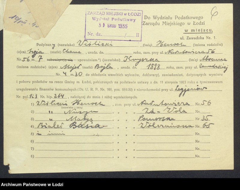 Obraz 8 z jednostki "Księga inwentarzowa nieruchomości m. Łodzi ul. Legionów"