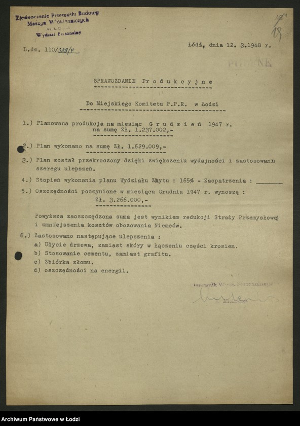 Obraz 20 z jednostki "Zjednoczenie Przemysłu Budowy Maszyn Włókienniczych; protokół [narady], sprawozdania [z produkcji]"