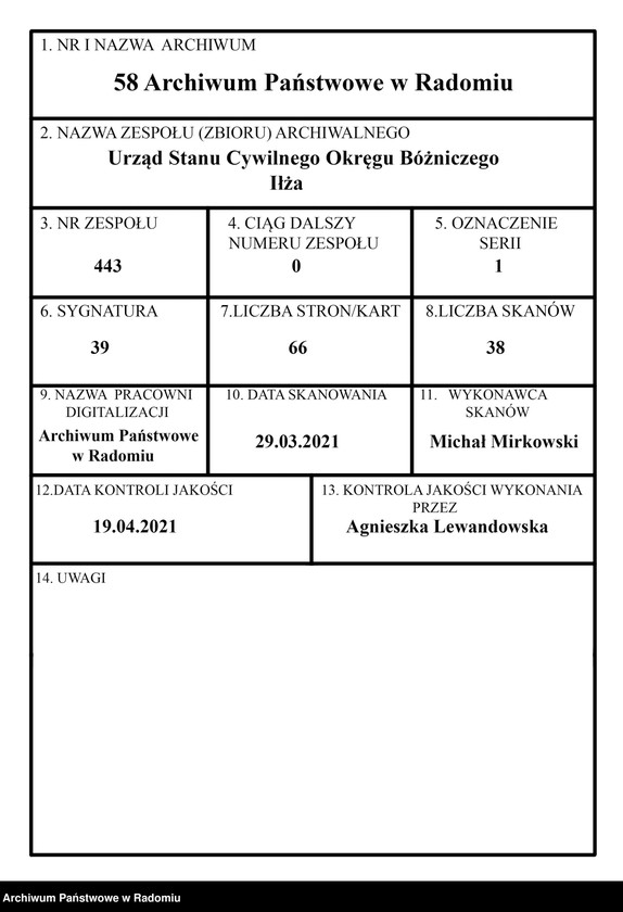 image.from.unit.number "[Duplikat akt urodzonych, zaślubionych i zmarłych Okręgu Bóżniczego Iłża za 1918 r.]"