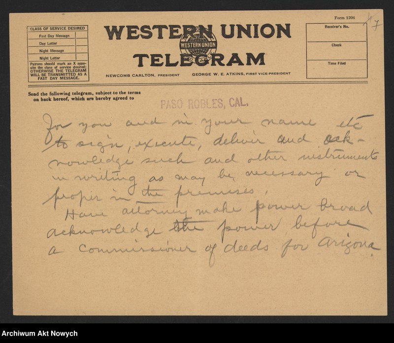 image.from.unit.number "Ignacy i Helena Paderewscy. Korespondencja; L.22"