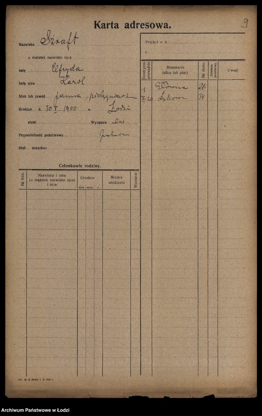 Obraz 11 z jednostki "[Spis ludności Łodzi] Szpulińska-Szron"