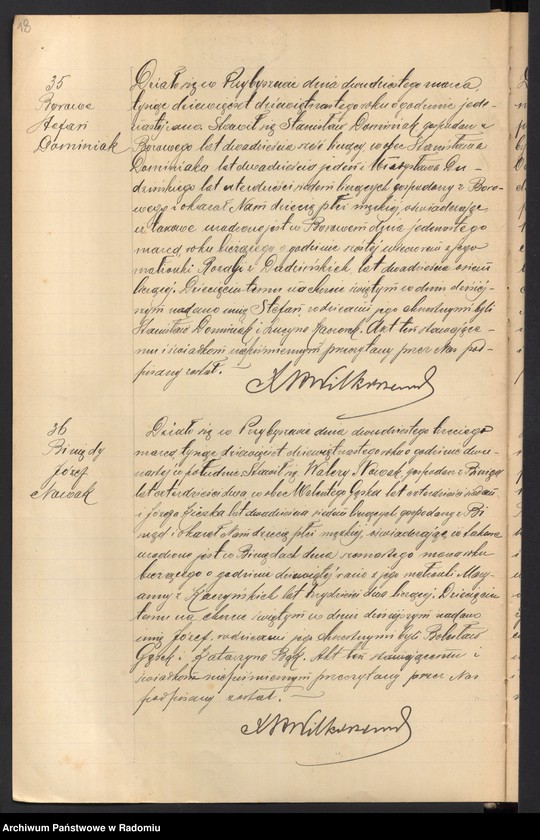 Obraz 20 z jednostki "[Duplikat akt urodzonych, zaślubionych i zmarłych parafii Przybyszew w 1919 roku]"