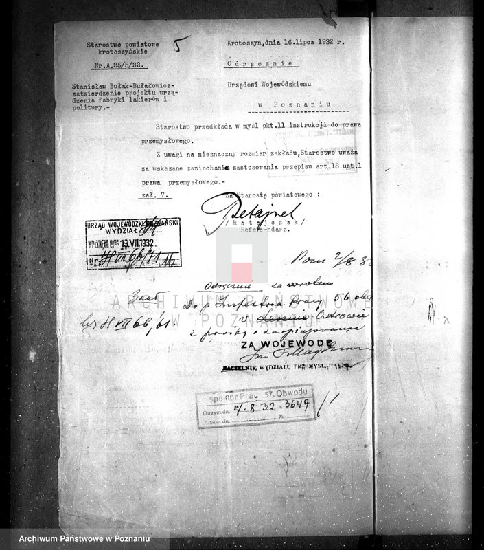 image.from.unit.number "Zatwierdzenie zakładu przemysłowego fabryki lakierów i politury własność Bułak-Bałachowicz w Krotoszynie nr rej. 573"