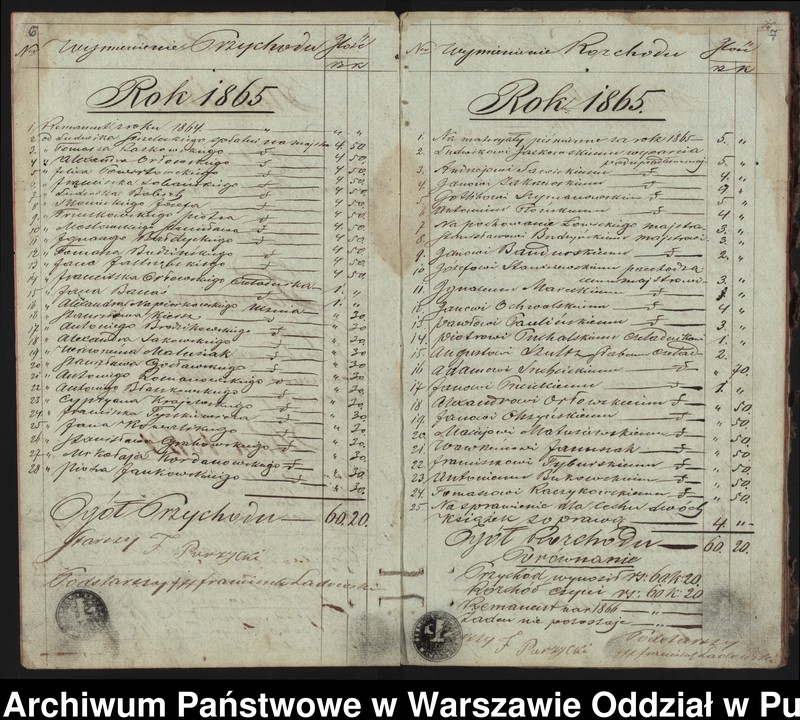 image.from.unit.number "Książka Przychodu i Rozchodu Funduszów Zgromadzenia Szewskiego w Pułtusku od roku 1862"