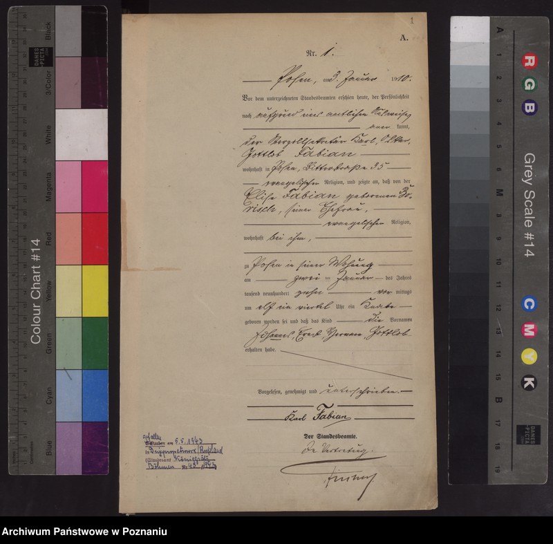 Obraz 2 z jednostki "Księga miejscowa urodzeń tom I [Rejestr główny urodzeń]"