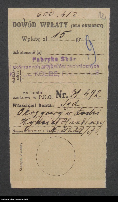 Obraz 14 z jednostki "Karol Kolbe w Pabianicach- garbarnia i wytwórnia artykułów technicznych"