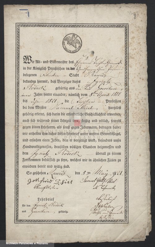 Obraz 12 z jednostki "[Listy czeladnicze - cech stolarzy w Lesznie]"