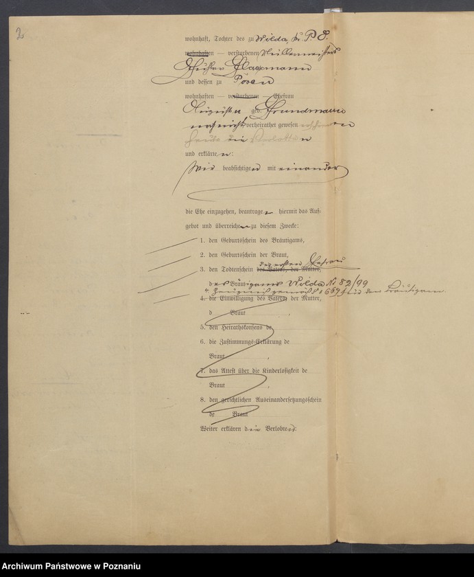 Obraz 4 z jednostki "Die von den Verlobten beigebrachten Urkunden zur Eheschliessung pro 1900"