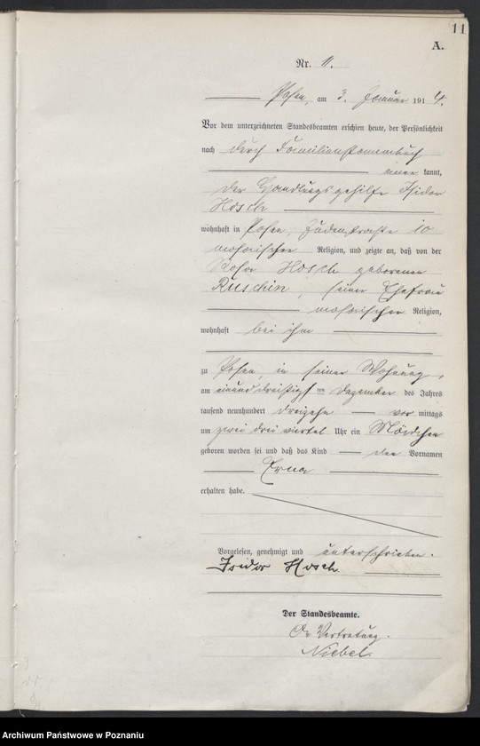 Obraz 13 z jednostki "Księga miejscowa urodzeń tom I [Rejestr główny urodzeń]"