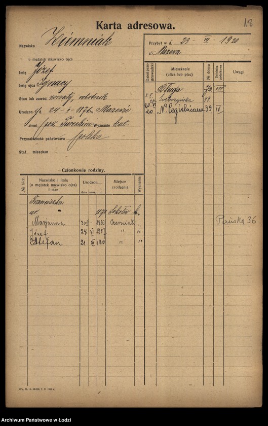 image.from.unit.number "[Spis ludności Łodzi] Ziemkiewicz - Zilberband"