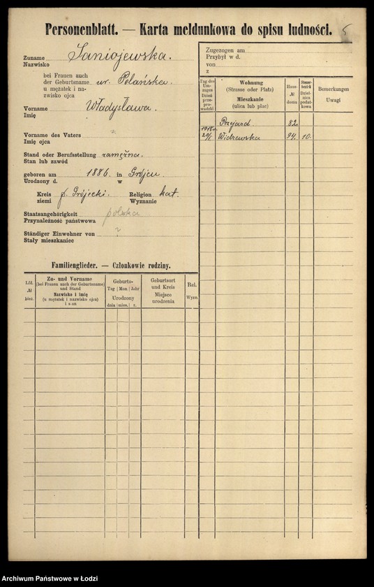 Obraz 7 z jednostki "[Spis ludności Łodzi] Samina-Sasin"