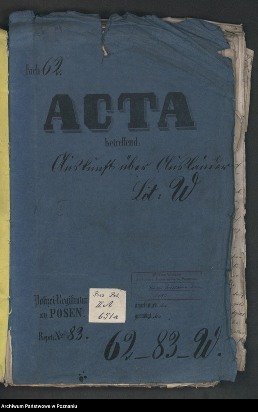 Obraz 2 z jednostki "A. betr. die Auskunft über Ausländer Litt. W."
