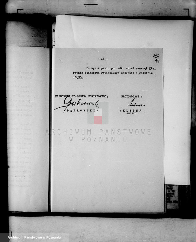 Obraz 17 z jednostki "Protokoły z zebrań periodycznych w starostach /kierowników władz i urzędów niezespolonych z terenu poszczególnych powiatów omawiające ogólną sytuację polityczną i społeczno-gospodarczą"