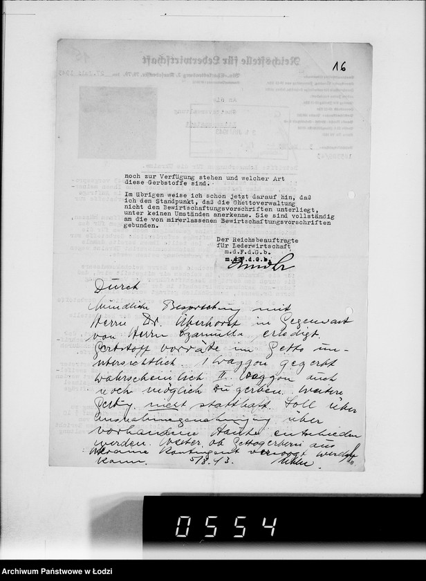 Obraz 20 z jednostki "Reichskommisar Ukraine. [Korespondencja w sprawie realizacji zamówień dla Ukraine Lederindustrie G.m.b.H w Równem]"