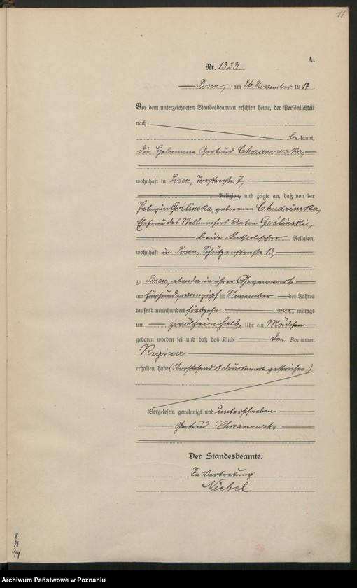 Obraz 13 z jednostki "Księga miejscowa urodzeń tom IV [Rejestr główny urodzeń]"