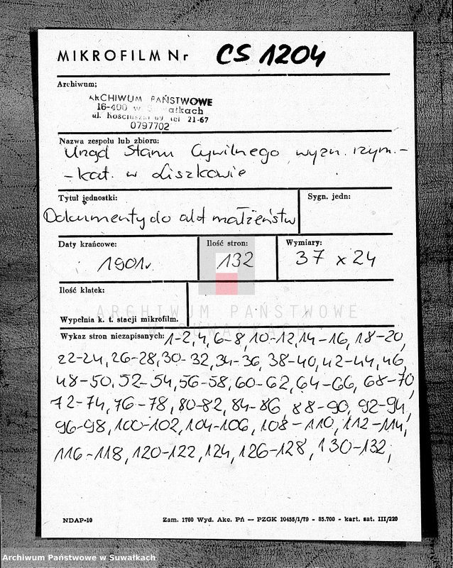 image.from.unit.number "Dokumenty k Duplikatu knig činovnika Graždanskago sostojanija za 1901 god"
