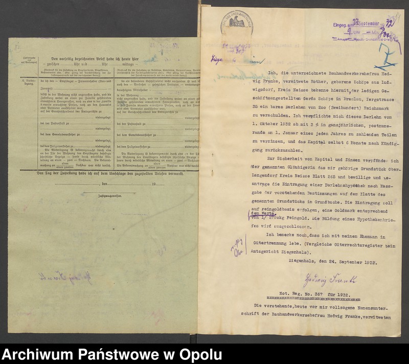 Obraz 12 z jednostki "Grundakten für Band VII Blatt 265 des Grundbuchs von Oberlangendorf Eigentümer Albert und Hedwig geboren Schope Rothersche Eheleute, Franke Gregor Hedwig Franke Rother geboren Schöpe, Kirchner August."