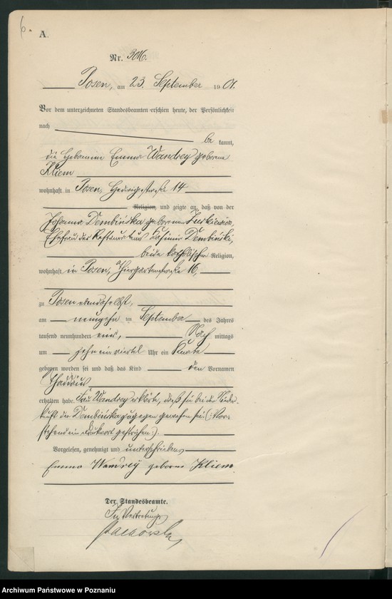 Obraz 9 z jednostki "Księga miejscowa urodzeń t. VI"