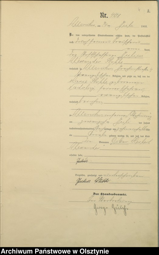 image.from.unit.number "Geburts-Haupt-Register Tom II,Nr 400 - 765"