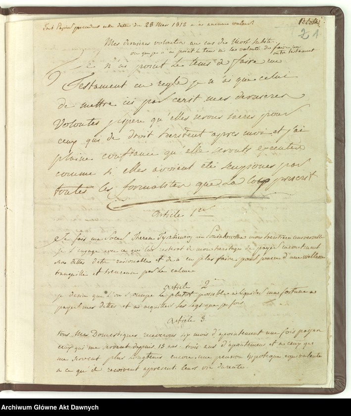 image.from.unit.number "Testament ks. Józefa Poniatowskiego sporządzony własnoręcznie w dniu 28 III 1812 r."