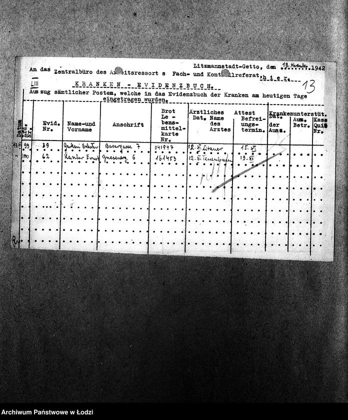 Obraz 16 z jednostki "[Wyciągi z książki ewidencyjnej chorych]"