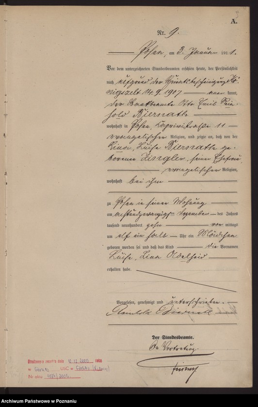 Obraz 10 z jednostki "Księga miejscowa urodzeń tom I [Rejestr główny urodzeń]"