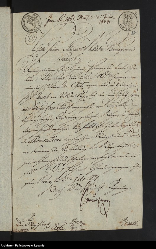 image.from.unit.number "[Die Sachen des Magistrats zu Lissa wider den Pächter zu Pilz-Vorwerk, Justitiarius Opitz, wegen röckständiger Pacht]"