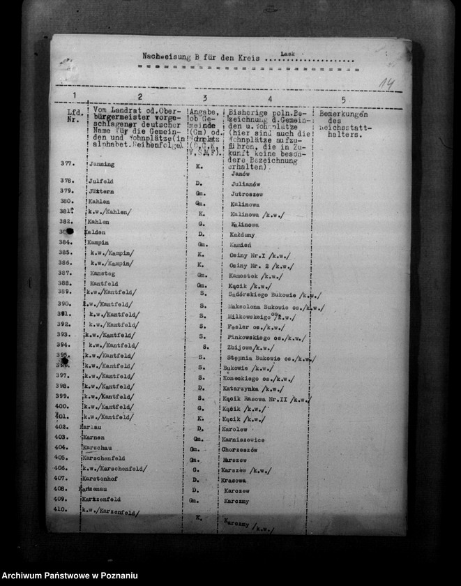 Obraz 18 z jednostki "Anderungen der Ortsnamen im Kreis Lask"