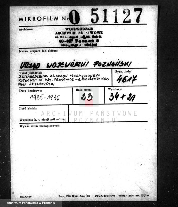 Obraz 2 z jednostki "Zatwierdzenie zakładu przemysłowego - kotłowni w maj. Pawłowice -A. Mielżyńskiego pow. leszczyński"