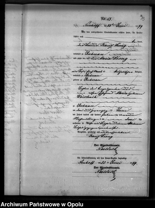 Obraz 16 z jednostki "Sterbe-Neben-Register Standesamts Kuhnau pro 1879"
