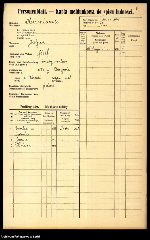 Obraz 10 z jednostki "[Spis ludności Łodzi] Kirszrot - Klajdermacher"