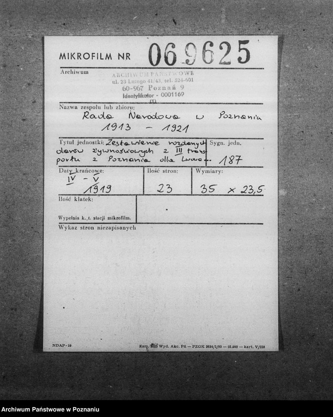 image.from.unit.number "Zestawienia rozdanych darów żywnościowych z III transportu z Poznania dla mieszkańców Lwowa oraz korespondencja z Delegaturą Lwowską Komitetu Pomocy dla dotkniętych wojną."
