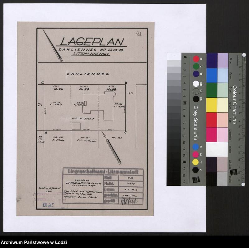 Obraz 1 z jednostki "Lageplan Dahlienweg Nr 24-26-28 Litzmannstadt"