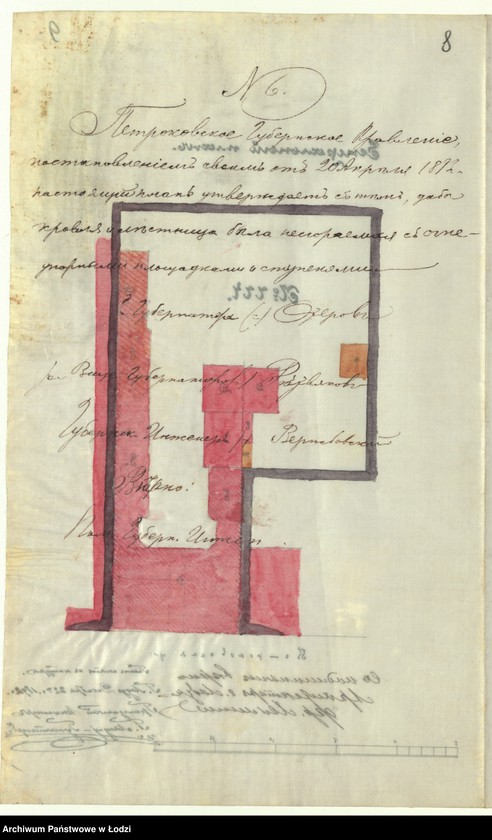 image.from.unit.number "Ob˝ utverždenìi snâtago s˝ natury čerteža postroennyh˝ Ûliušem˝ Pfejferom˝ v˝ gor[ode] Lodzi po Petrokovskoj ul[ice], pod˝ No 774, kamennyh˝ 1-no êtažnyh˝ služb˝ i 2h˝ êtažnago fligelâ"