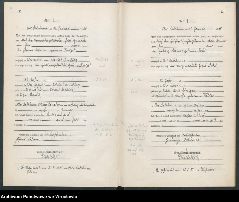 Obraz 7 z jednostki "Sterbe-Haupt-Register Ober Salzbrunn (Szczawno-Zdrój) 1934"