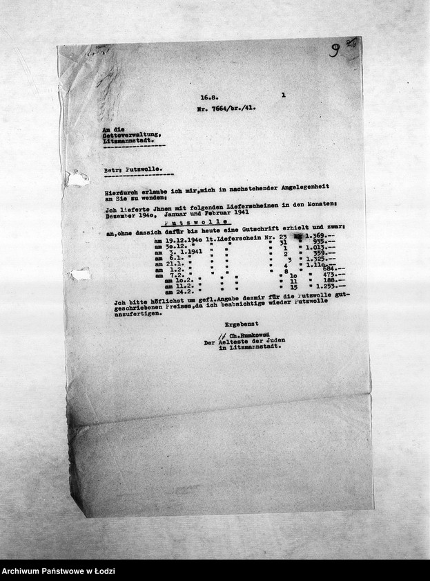 Obraz 12 z jednostki "Textil-Fabrikations-Abteilung [Produkcja i zapotrzebowanie materiałów dla resortu pracy]"