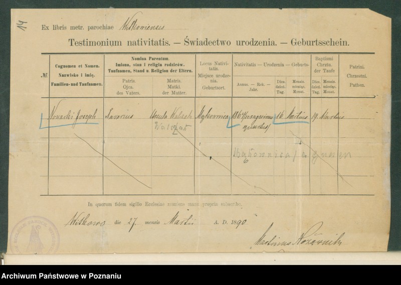 Obraz 16 z jednostki "[Dokumenty dostarczone przez narzeczonych do zawarcia związku małżeńskiego za 1902 rok. Tom V]"