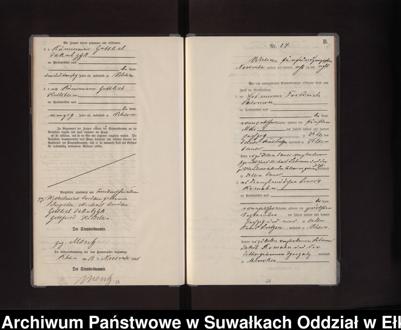 image.from.unit.number "Heiraths-Neben-Register des Preussischen Standes-Amtes Rhein Kreis Loetzen"