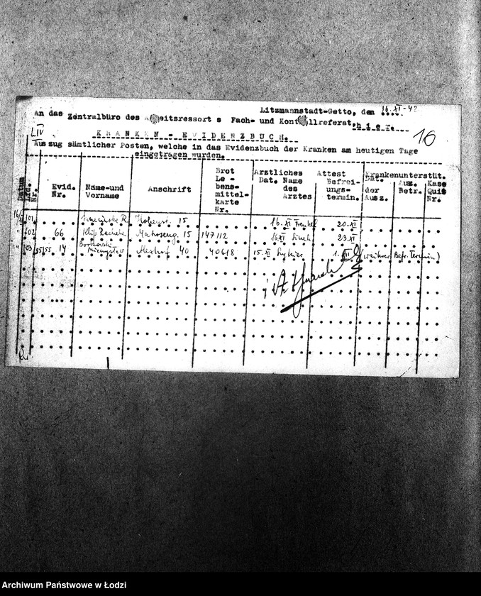 Obraz 19 z jednostki "[Wyciągi z książki ewidencyjnej chorych]"