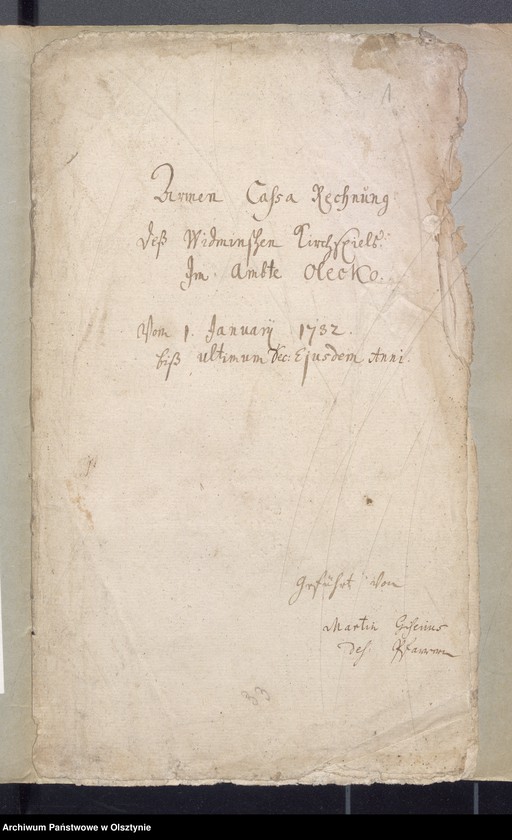 image.from.unit.number "Armen Cassen Rechnung des Widminnschen Kirchspiels"