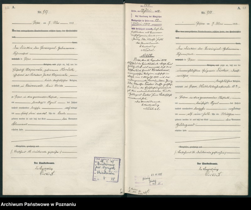 Obraz 19 z jednostki "Księga miejscowa urodzeń tom III [Rejestr główny urodzeń]"