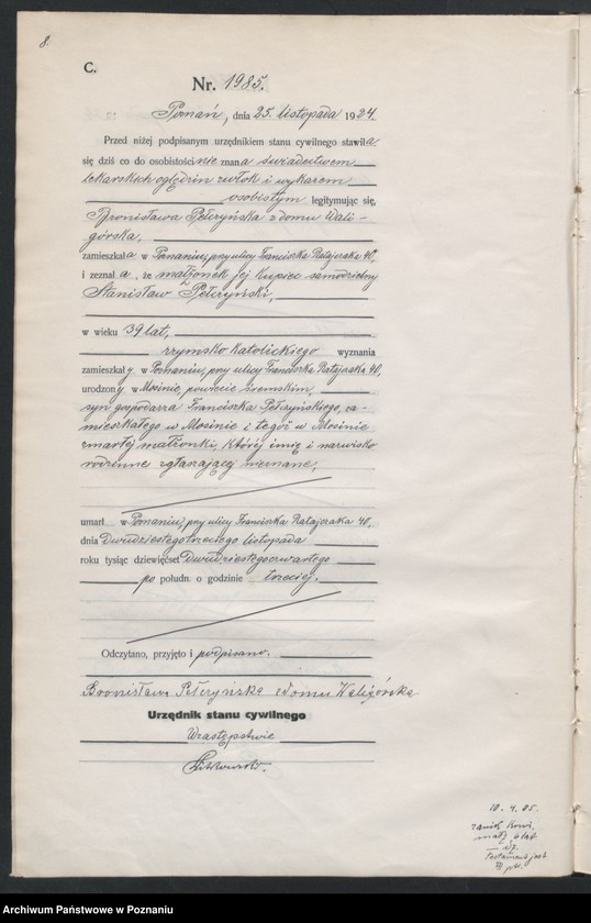 Obraz 10 z jednostki "Księga miejscowa zgonów tom IV [Rejestr główny zgonów]"