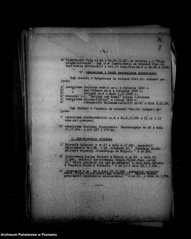 Obraz 12 z jednostki "Sprawozdania prasowe od stycznia do grudnia 1938 r."