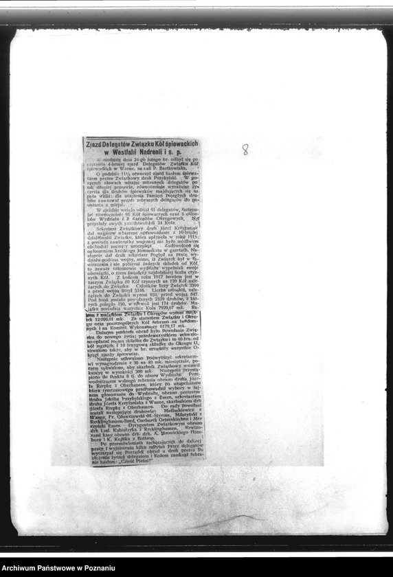 Obraz 11 z jednostki "Spisy kół i zarządów. Czasopisma "Naród"- kilka numerów. Sprawy organizacyjne i finansowe "Wiarus Polski""