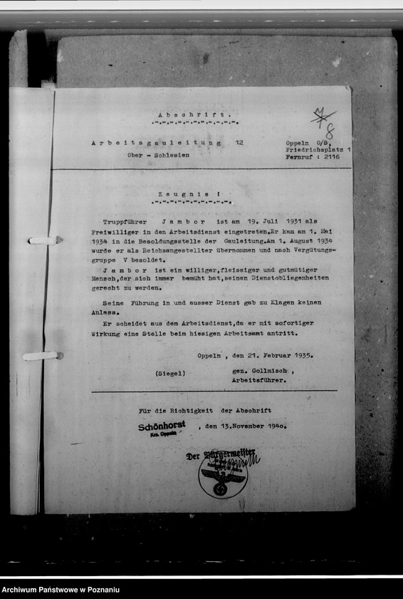 Obraz 12 z jednostki "Jambor, Hans, Bewerbung - um eine Amtskommissarstelle"