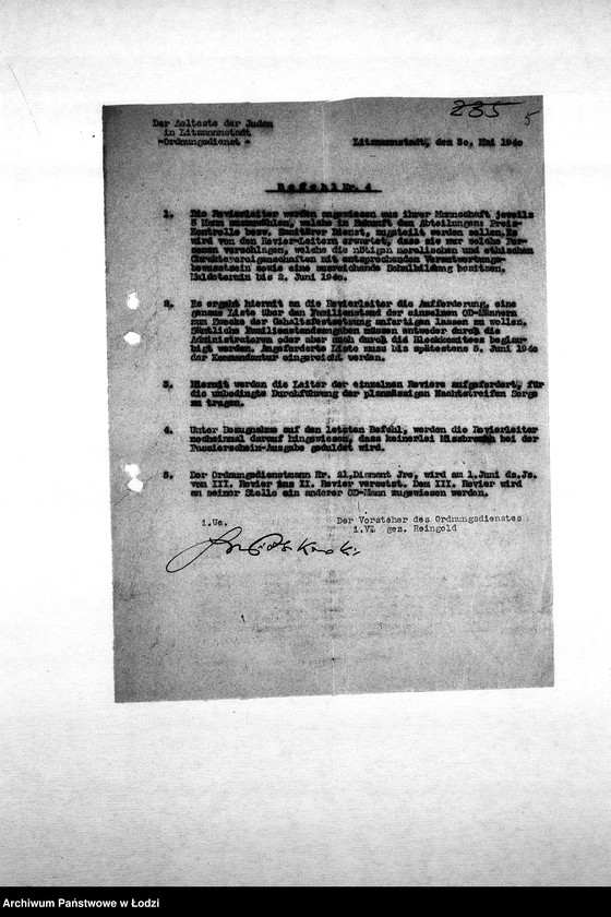 Obraz 8 z jednostki "[Rozkazy dzienne, zarządzenia i okólniki Komendy Służby Porządkowej skierowane do rewirów]"